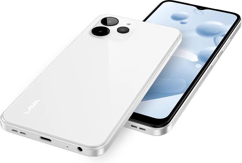 Lava Yuva 2 Pro, in Glass White, lying flat