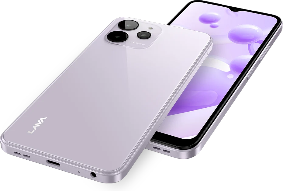 Lava Yuva 2 Pro, in Glass Lavender, lying flat
