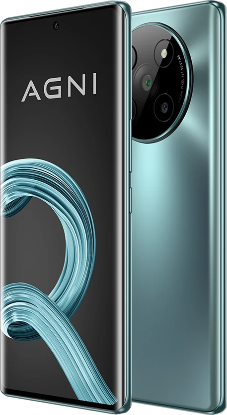 Lava Agni 2, in Viridian Glass, front and back at an angle
