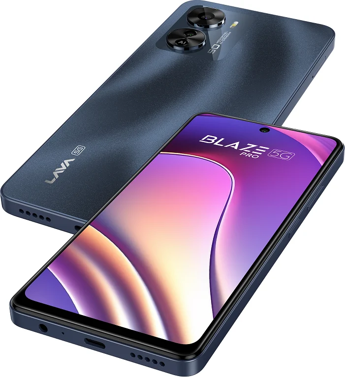 Lava Blaze Pro 5G, in Starry Night, lying flat
