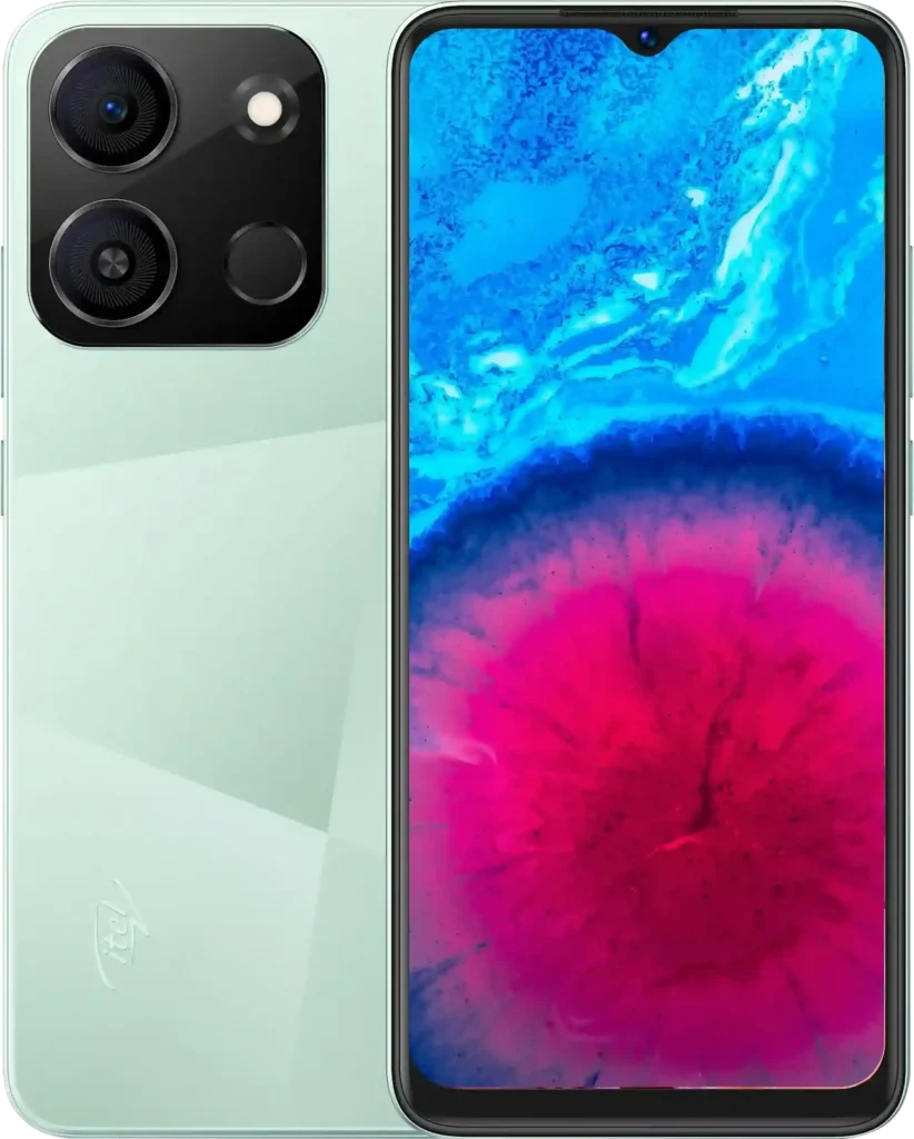 itel A05s, in Meadow Green, front and back