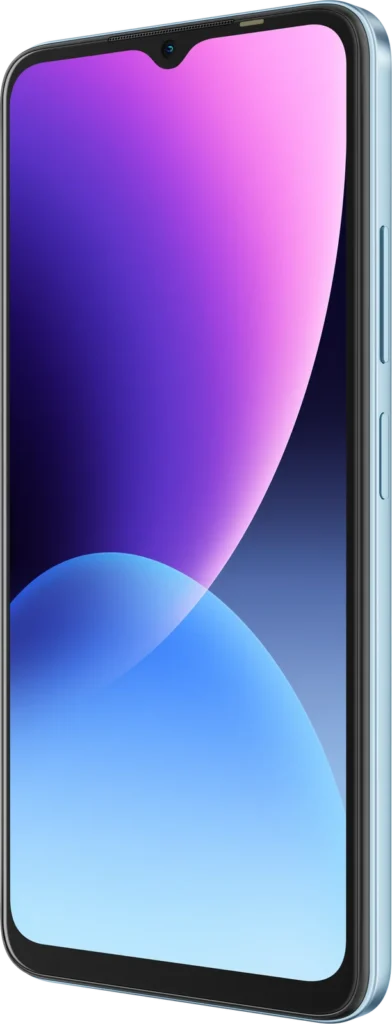 itel A70, in Aurora Blue from the front