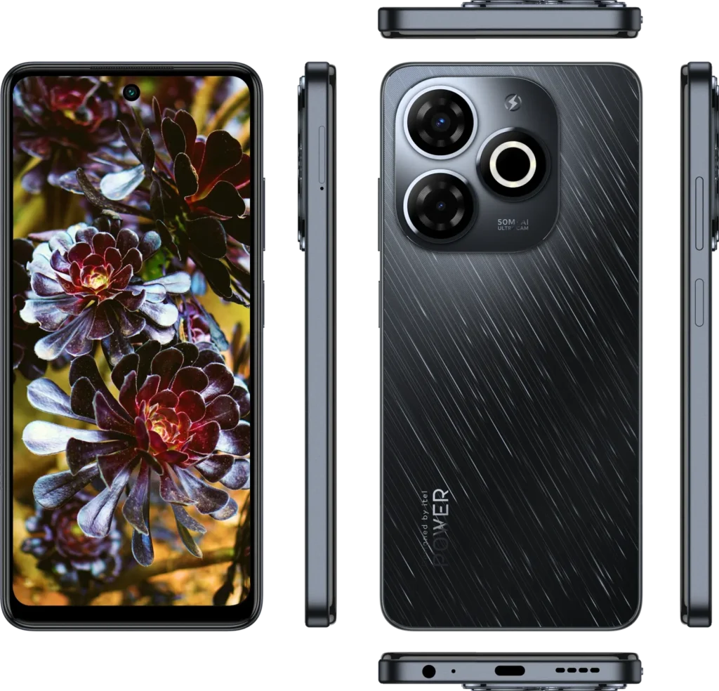 itel P55T, in Astral Black from every side