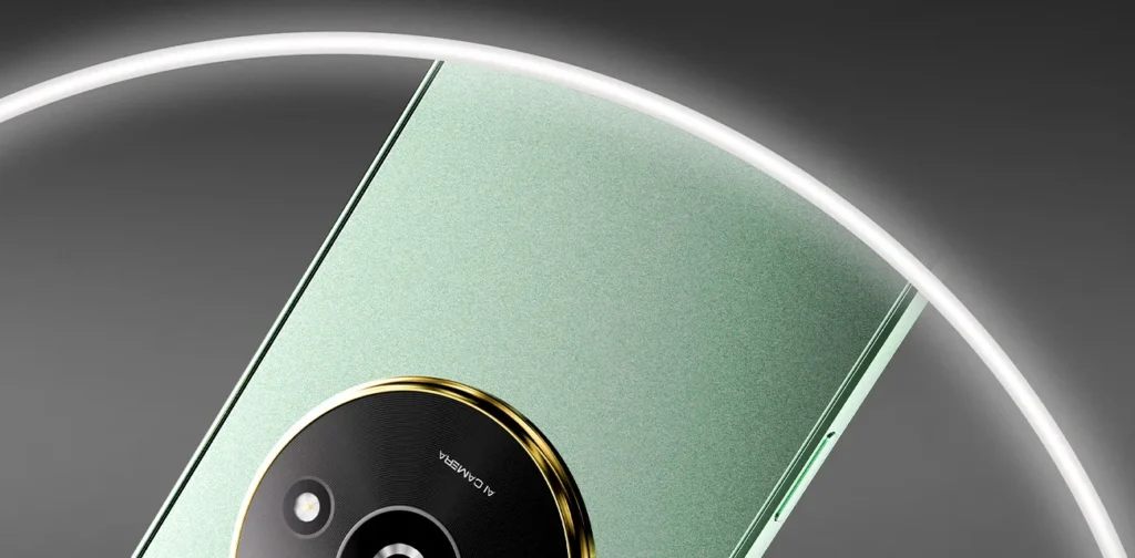 POCO C61, in Mystical Green, camera ring close-up