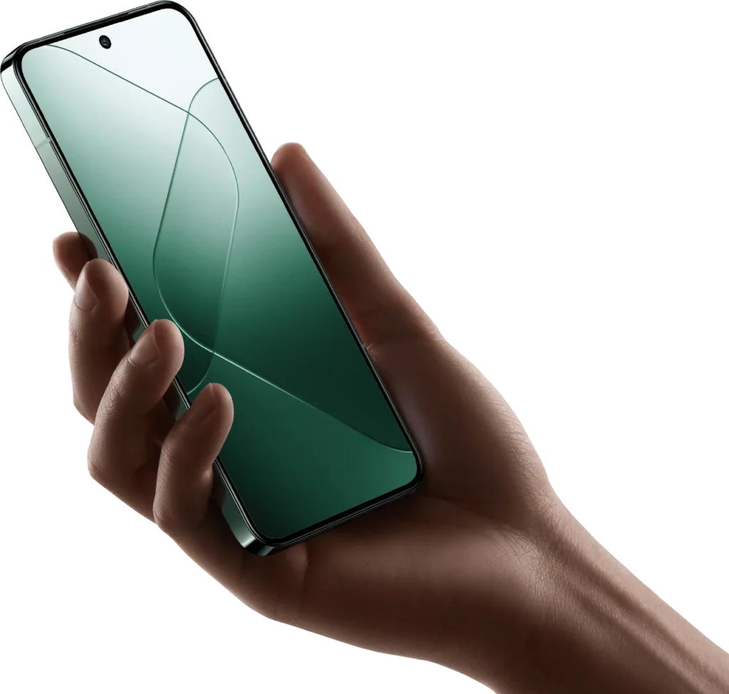 Xiaomi 14, in Jade Green, held in one hand