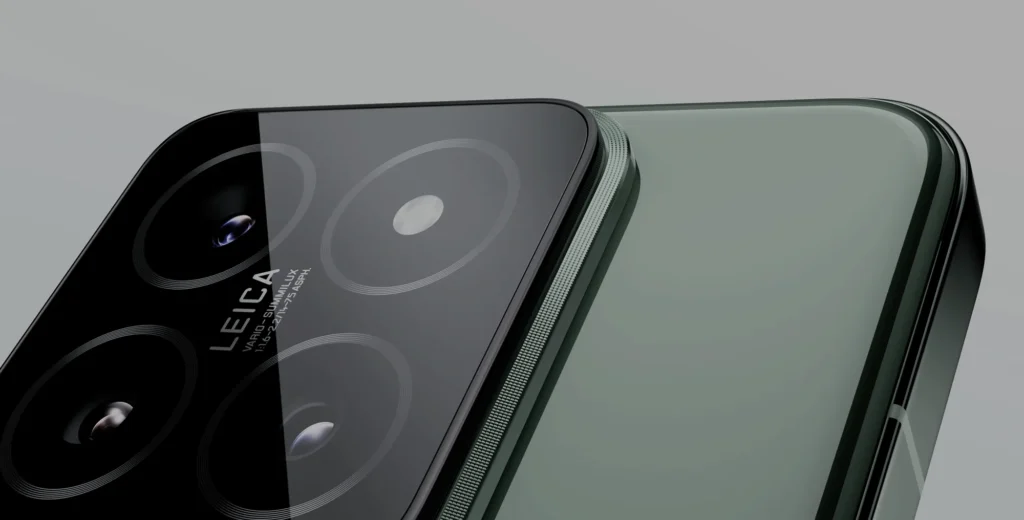 Xiaomi 14, in Jade Green, camera module up close