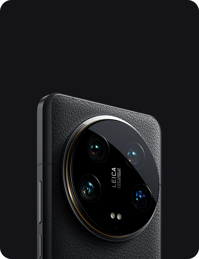 Xiaomi 14 Ultra, in Black, camera module at an angle