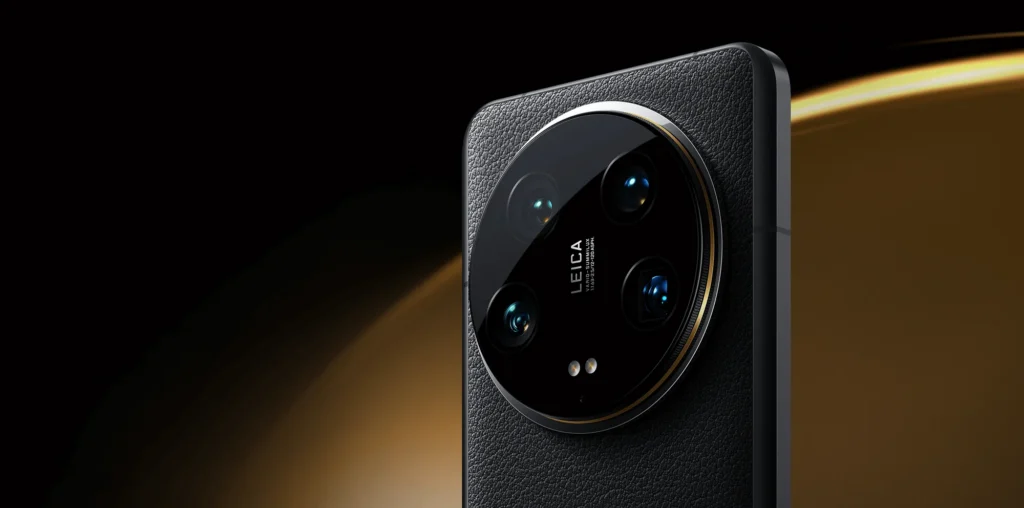 Xiaomi 14 Ultra, in Black, camera module in warm light