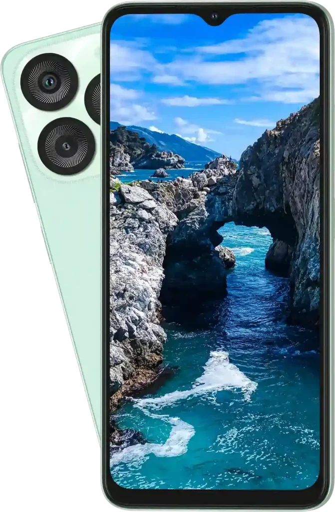 itel A50, in Lime Green, front and back