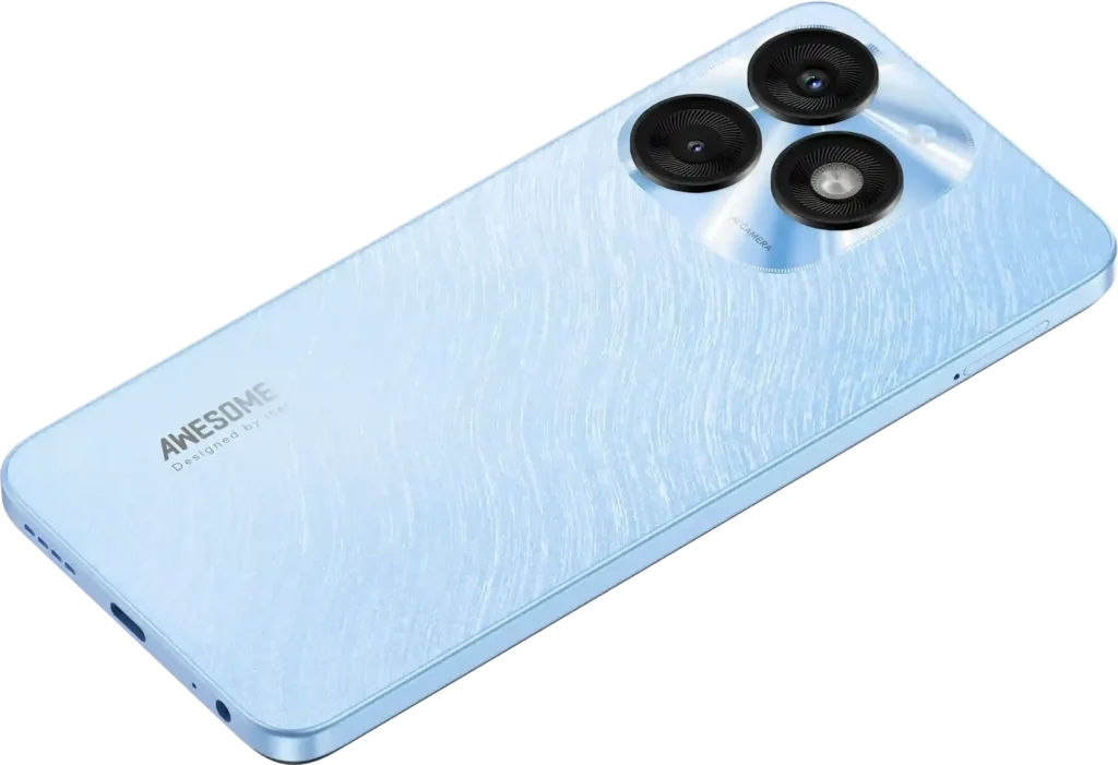 itel A50, in Cyan Blue lying flat
