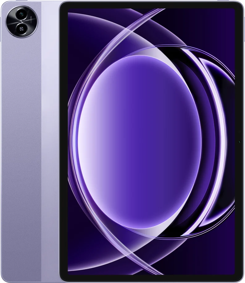 realme Pad 2 Lite, in Nebula Purple, front and back