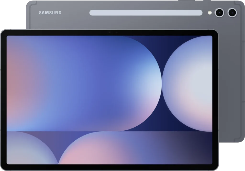 Samsung Galaxy Tab S10+, in Moonstone Gray, front and back