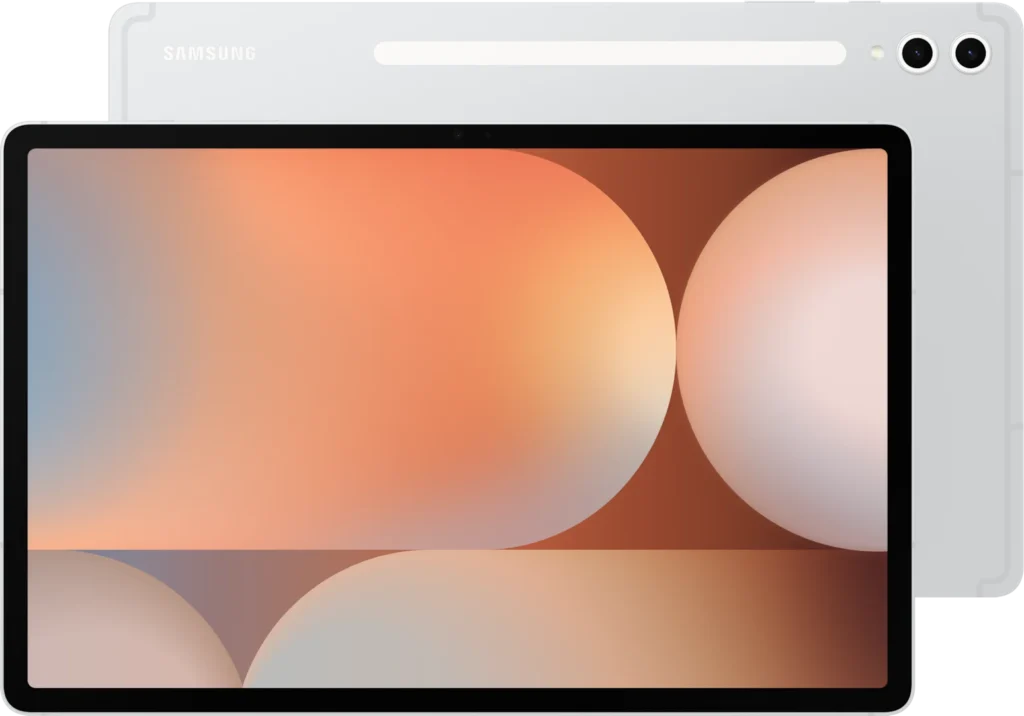 Samsung Galaxy Tab S10+, in Platinum Silver, front and back