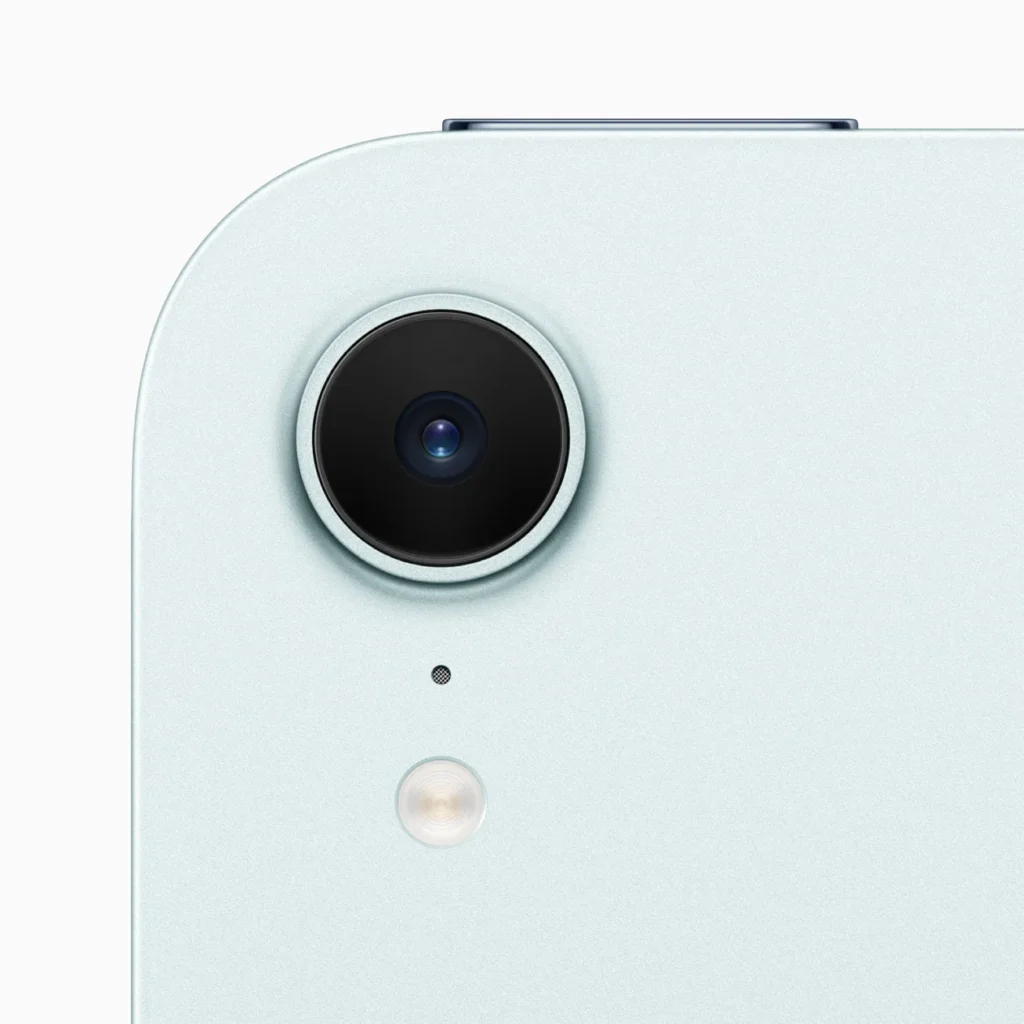 Apple iPad mini (A17 Pro), in Blue, rear camera close-up