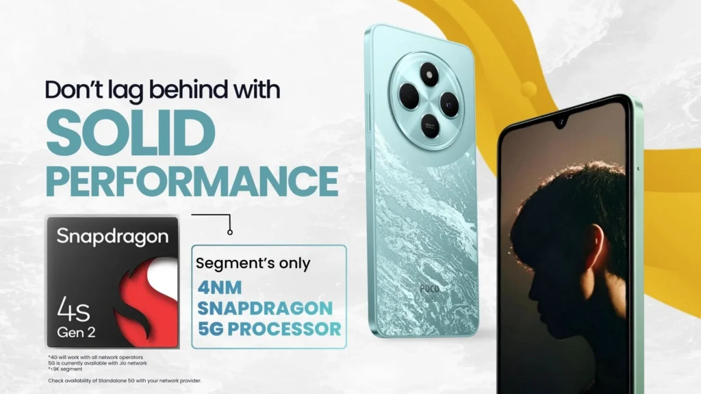 Poco C75, front panel with waterdrop notch