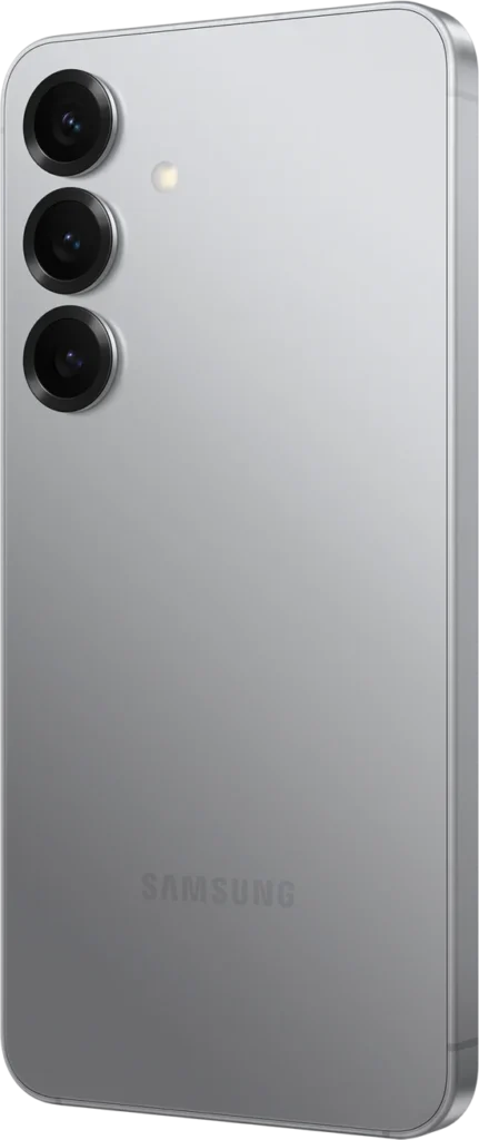 Samsung Galaxy S25, in Silver Shadow, rear angle