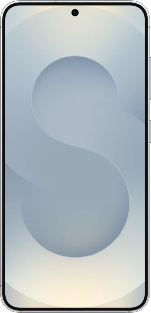 Samsung Galaxy S25, front view in Silver Shadow