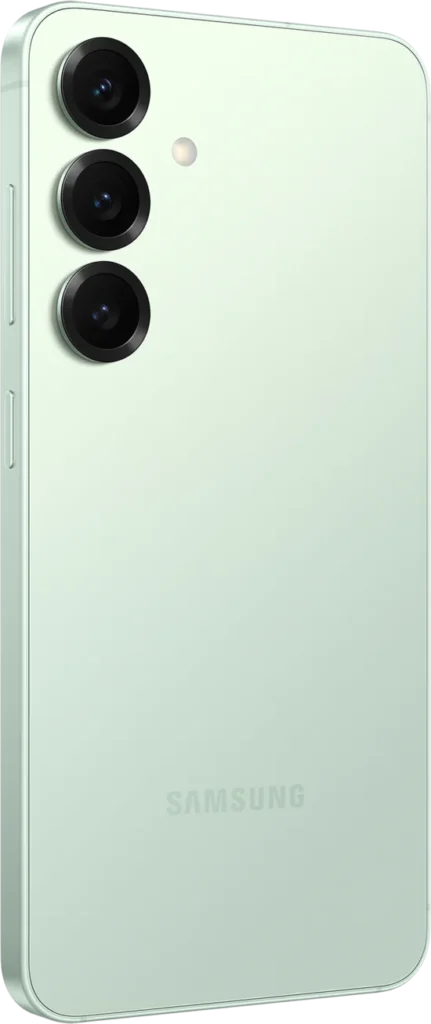 Samsung Galaxy S25, in Mint, at an angle