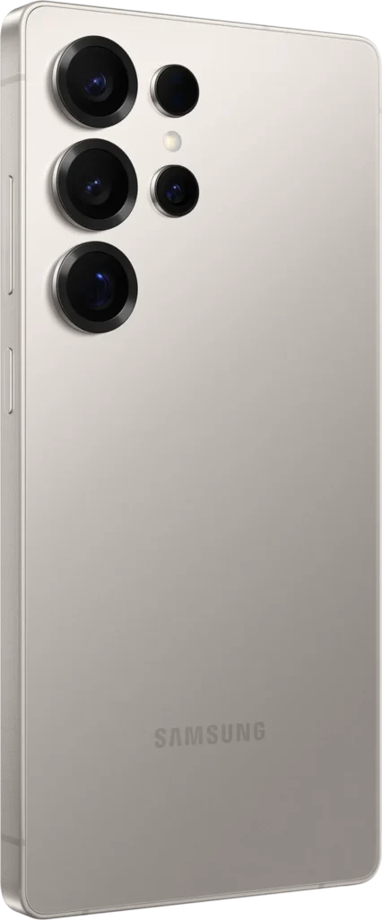 Samsung Galaxy S25 Ultra, in Titanium Gray, at an angle