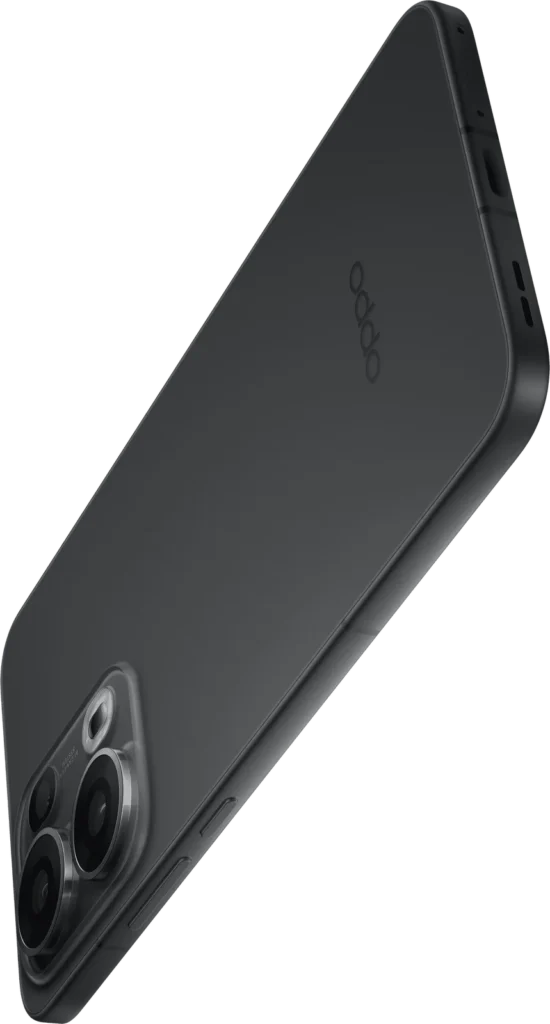 OPPO Reno13 Pro 5G, in Graphite Grey, back at an angle