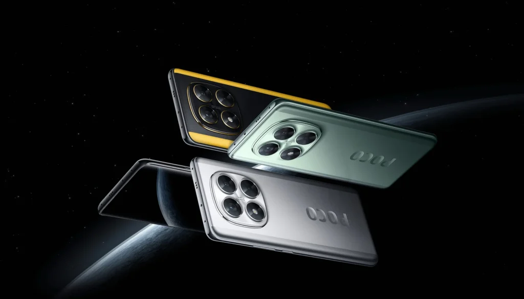 Poco X7, three colours, floating
