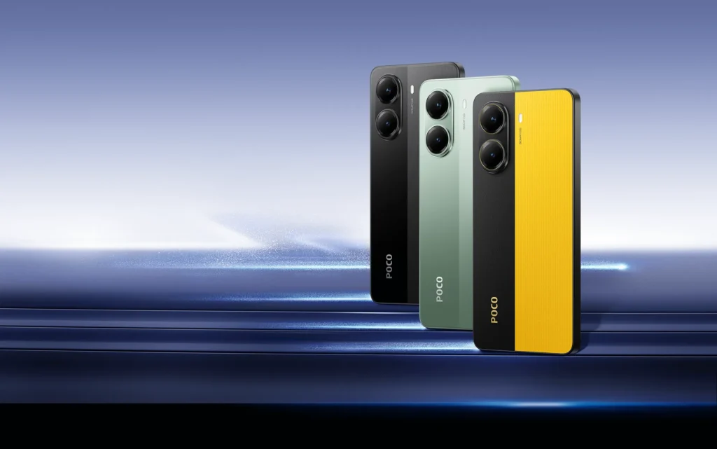 Poco X7 Pro, in Obsidian Black, Nebula Green and POCO Yellow