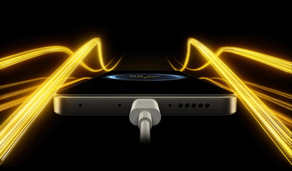 Poco X7 Pro, plugged in to charge