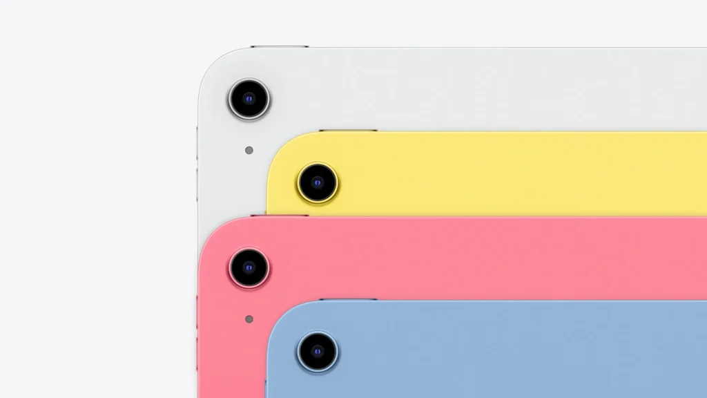 Apple iPad (A16), camera corners of all four colours, stacked