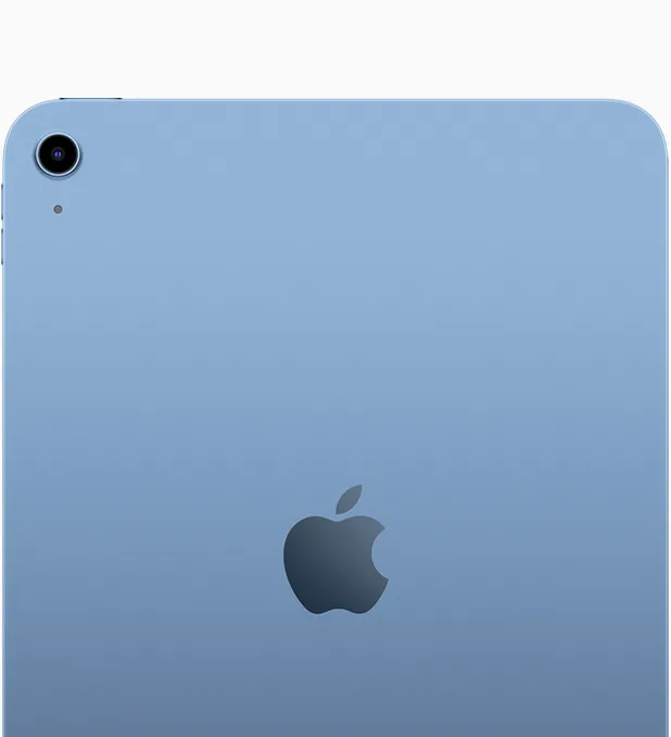 Apple iPad (A16), in Blue, top of the back with the camera