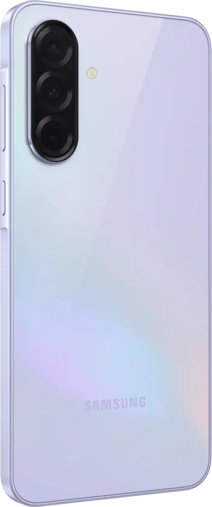 Samsung Galaxy A36 5G, in Awesome Lavender, at an angle
