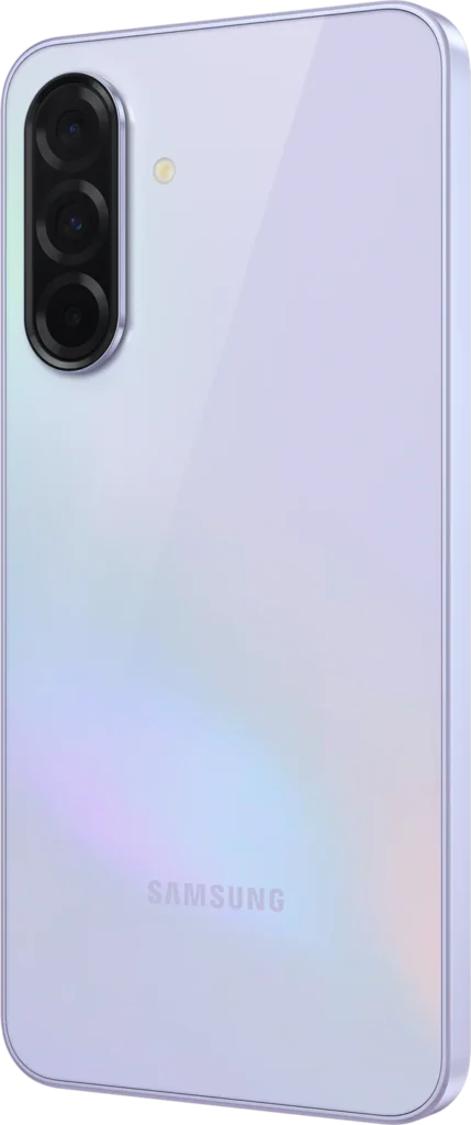 Samsung Galaxy A36 5G, in Awesome Lavender, rear angle