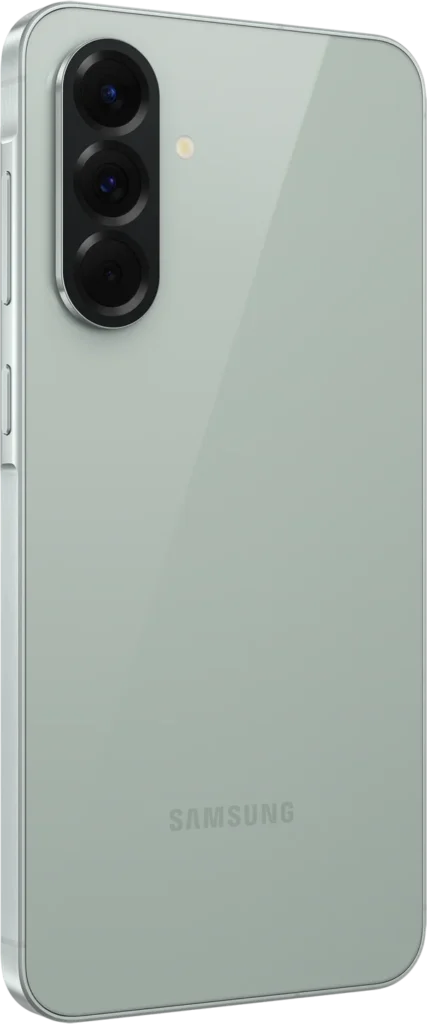 Samsung Galaxy A56 5G, in Awesome Olive, at an angle