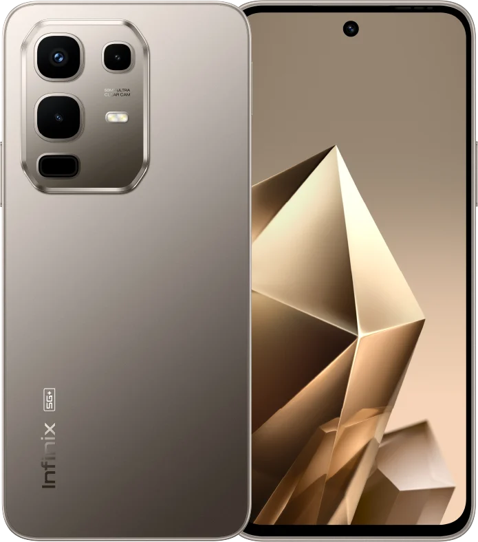 Infinix Note 50x 5G+, in Titanium Grey, back and front