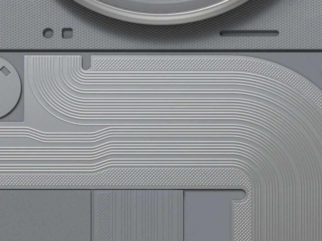 Nothing Phone (3a) Pro, the back panel pattern in Grey, close up