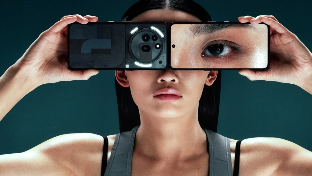 Nothing Phone (3a) Pro, in Black, held up in both hands