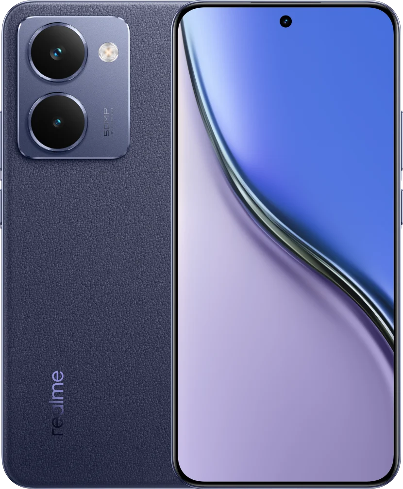 realme P3 Ultra 5G, in Neptune Blue, front and back