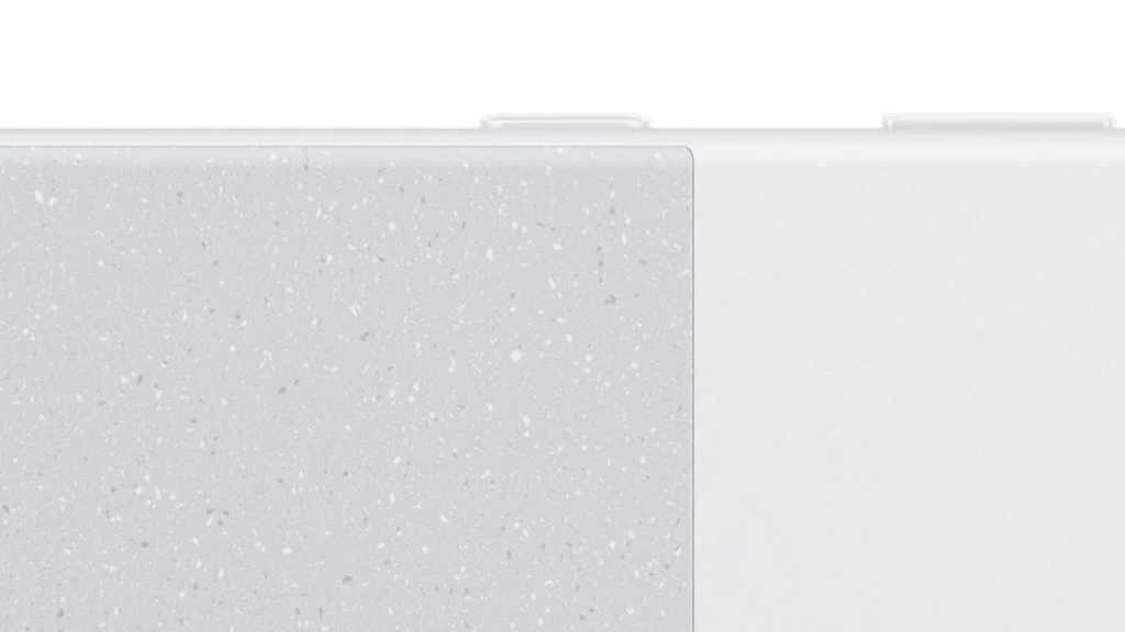 Nothing CMF Phone 2 Pro, the two-tone back panel in White, close up