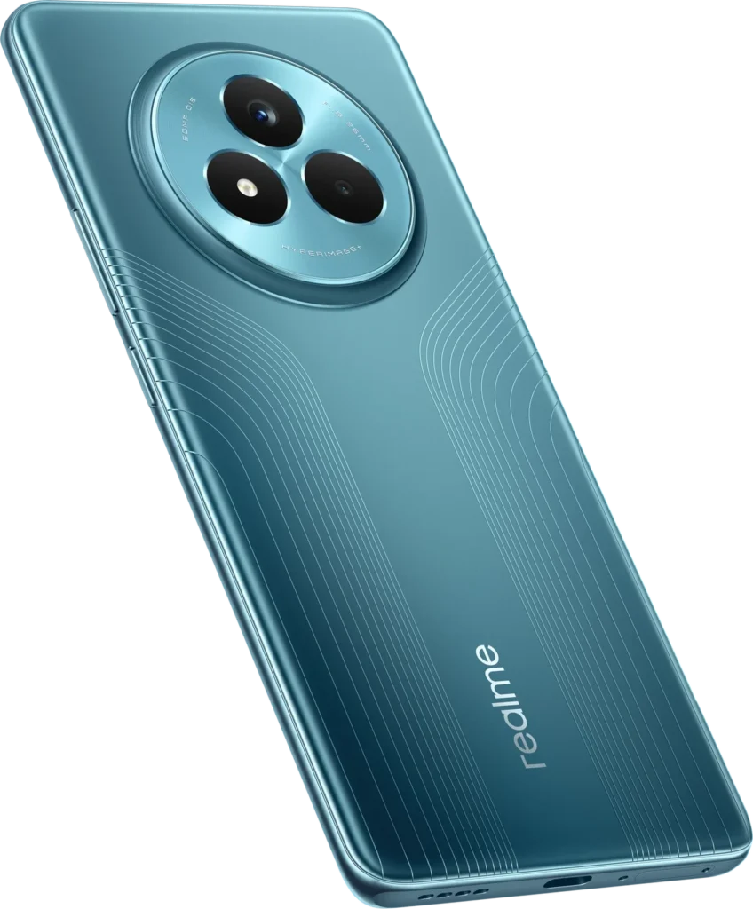 realme NARZO 80 Pro 5G, in Racing Green, back at an angle