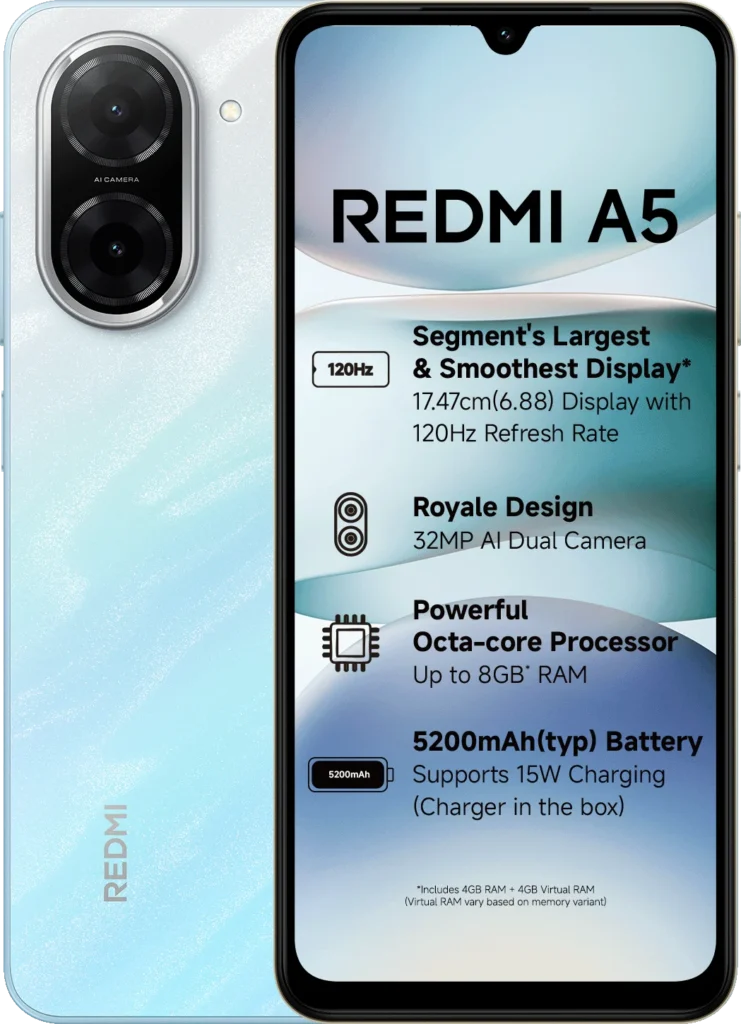 Redmi A5 in Pondicherry Blue