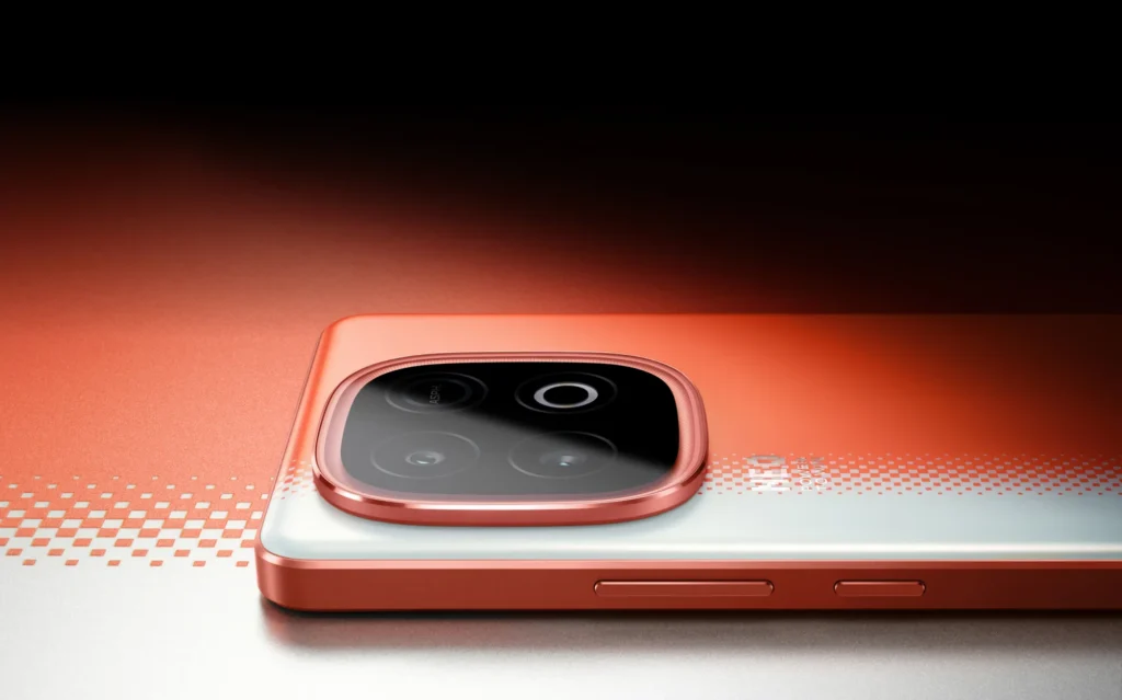 iQOO Neo 10, in Inferno Red, the camera up close