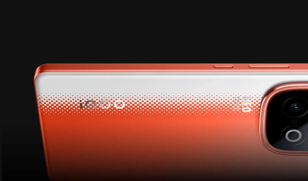 iQOO Neo 10, in Inferno Red, the back up close