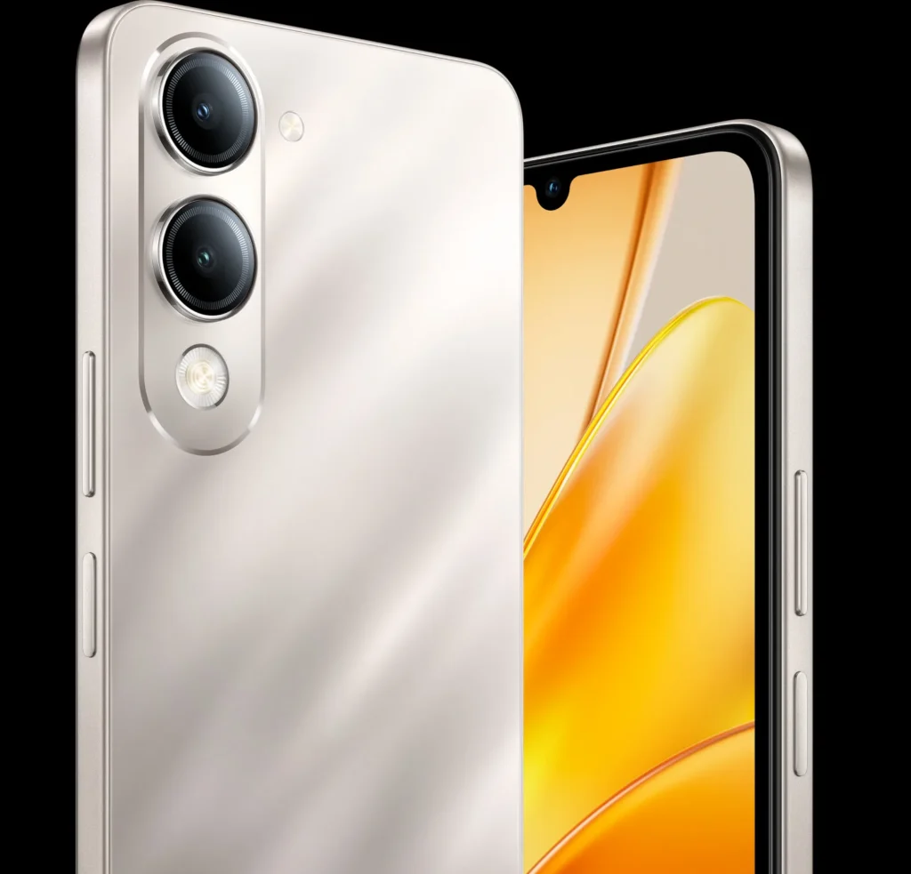 Vivo T4 Lite 5G, in Titanium Gold, back and front together