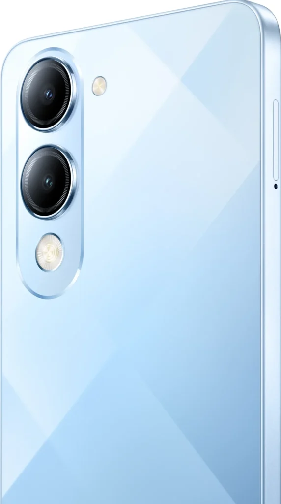 iQOO Z10 Lite, in Titanium Blue, the back up close