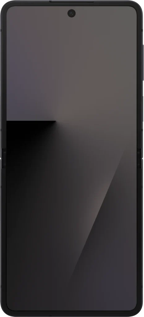 Samsung Galaxy Z Flip7, unfolded in Jetblack, front view