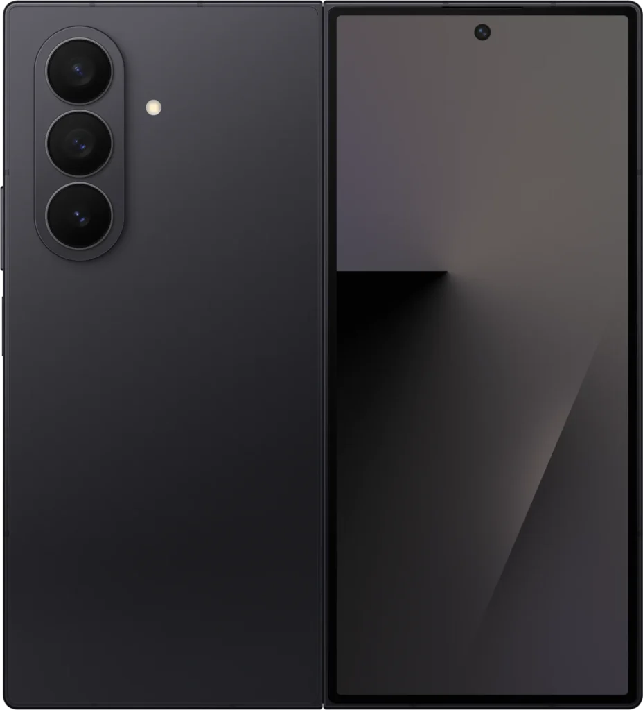 Samsung Galaxy Z Fold7, unfolded in Jetblack, rear view