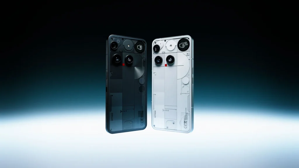 Nothing Phone (3), in Black and White, from the back