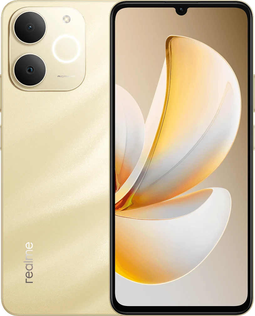 realme NARZO 80 Lite, in Beach Gold, front and back