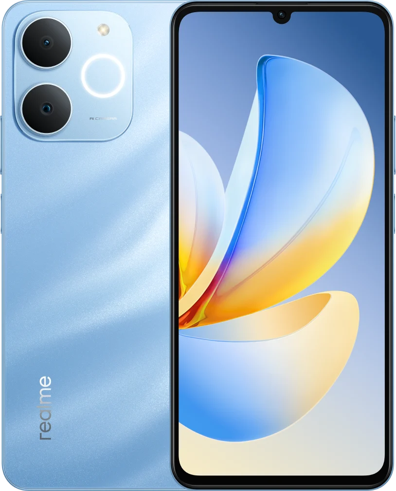 realme NARZO 80 Lite, in Sea Blue, front and back