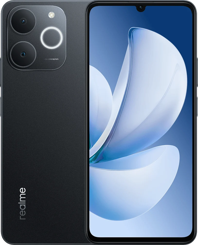 realme NARZO 80 Lite, in Obsidian Black, front and back