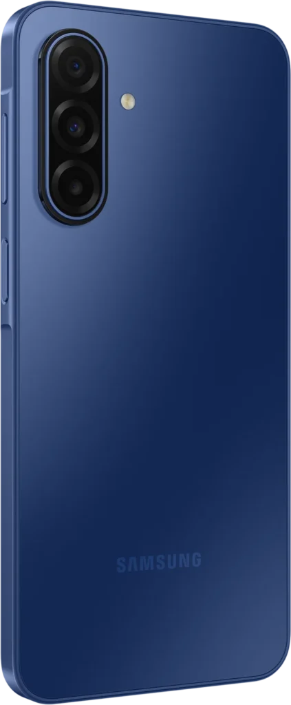 Samsung Galaxy A17 5G, in Blue, at an angle